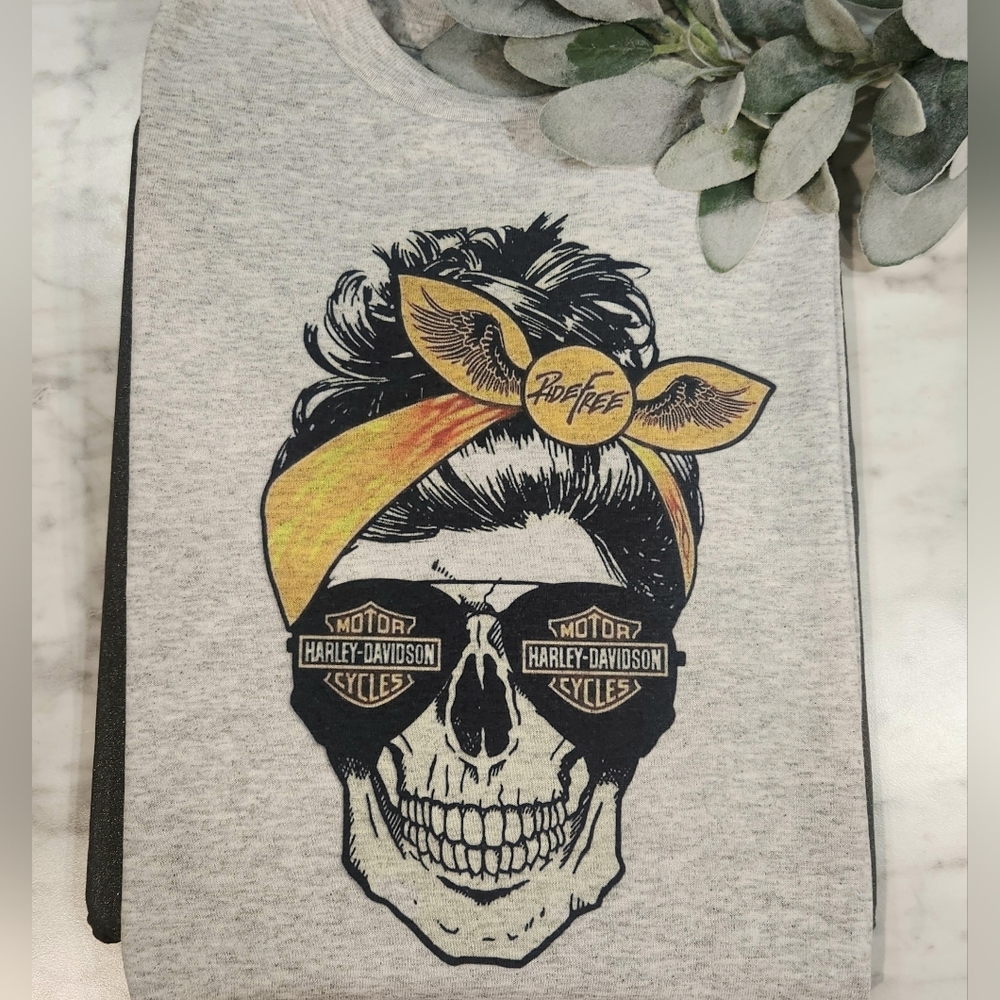 Biker shirt messy bun harley cute motorcycle popular